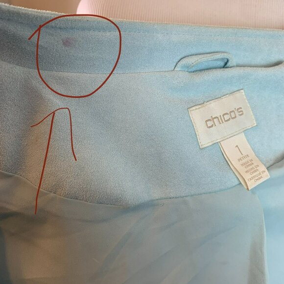 🟣🟣🟣 CHICOS Womens Size 1 Petite Blue Floral Padded Shoulder Zip-Up Sweater - Picture 8 of 9